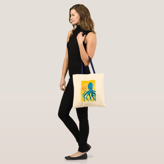 Het is een geweldige dag blauwe octopus tote bag (Voorkant (model))
