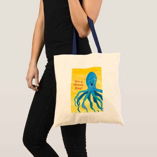 Het is een geweldige dag blauwe octopus tote bag (Voorkant (product))