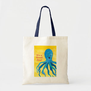 Het is een geweldige dag blauwe octopus tote bag