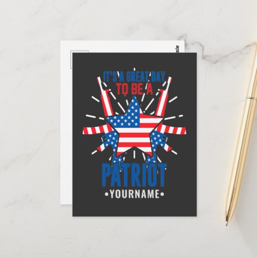 Het is een geweldige dag om een patriot te zijn briefkaart (Voorkant / Achterkant in situ)