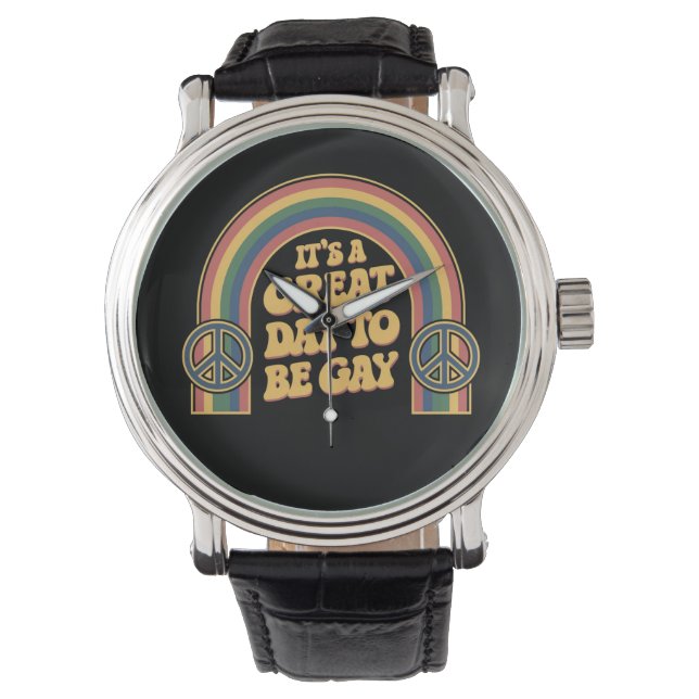 Het is een geweldige dag om homo LGBTQ Pride Maand Horloge (Voorkant)