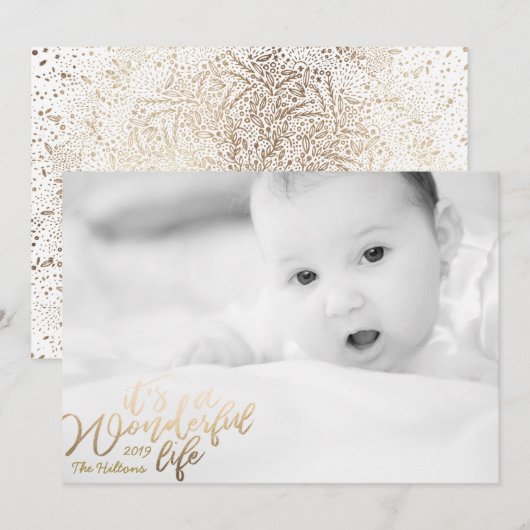 Het is een geweldige Folie Gold kerstfoto Feestdagenkaart (Voorkant / Achterkant)