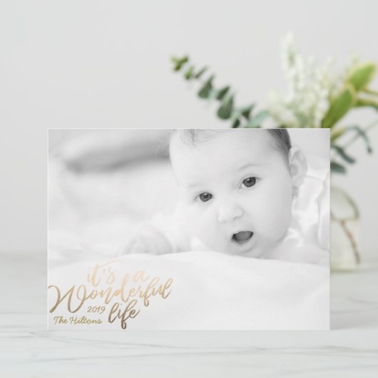 Het is een geweldige Folie Gold kerstfoto Feestdagenkaart (Staand voorkant)