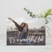 Het is een geweldige kerstfotokaart voor het leven feestdagenkaart (Staand voorkant)