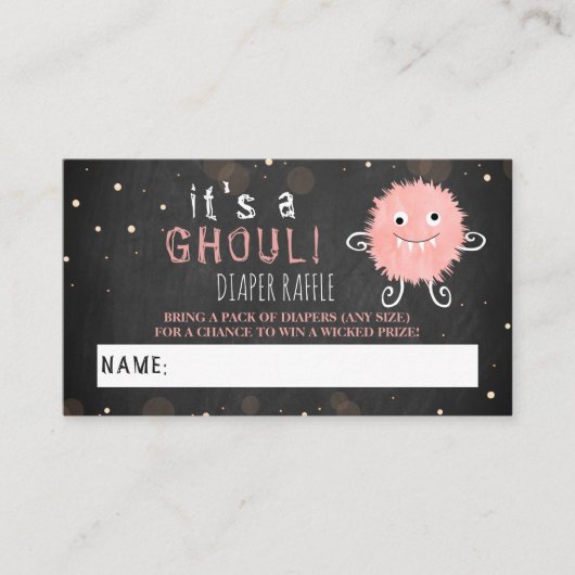Het is een Ghoul. Little Monster Halloween Baby sh Informatiekaartje (Voorkant)
