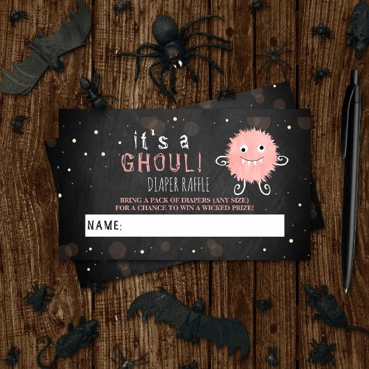 Het is een Ghoul. Little Monster Halloween Baby sh Informatiekaartje