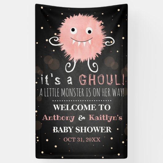 Het is een Ghoul. Little Monster Halloween Baby sh Spandoek (Verticaal)