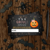 Het is een Ghoul. Little Pumpkin Halloween Baby sh Informatiekaartje