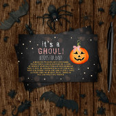 Het is een Ghoul. Little Pumpkin Halloween Baby sh Informatiekaartje