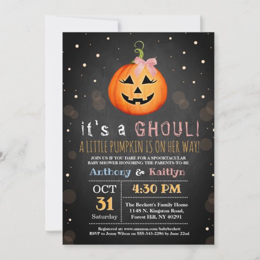 Het is een Ghoul. Little Pumpkin Halloween Baby sh Kaart (Voorkant)