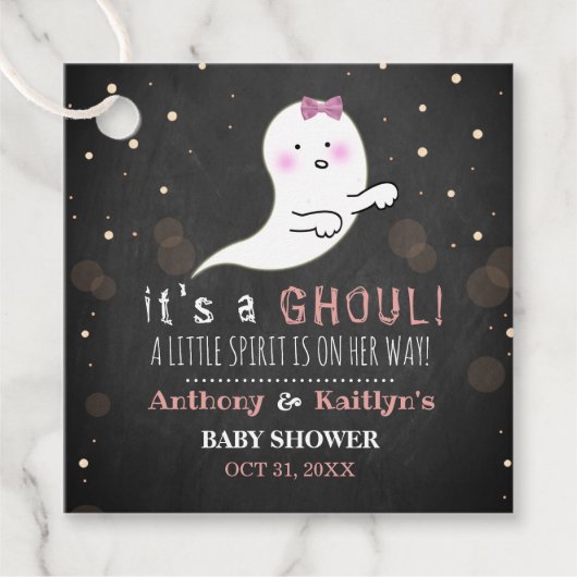 Het is een Ghoul. Little Spirit Halloween Baby sho Bedankjes Labels (Voorkant)