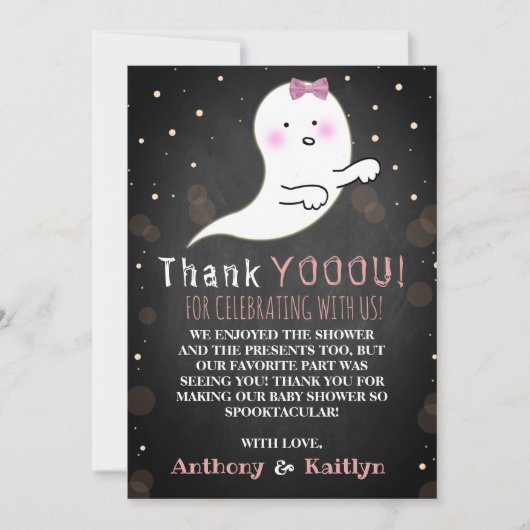 Het is een Ghoul. Little Spirit Halloween Baby sho Bedankkaart (Voorkant)