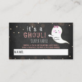 Het is een Ghoul. Little Spirit Halloween Baby sho Informatiekaartje (Voorkant)