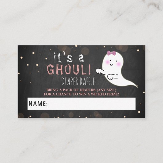 Het is een Ghoul. Little Spirit Halloween Baby sho Informatiekaartje (Voorkant)