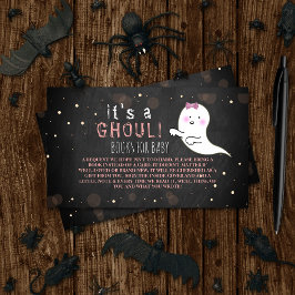 Het is een Ghoul. Little Spirit Halloween Baby sho Informatiekaartje