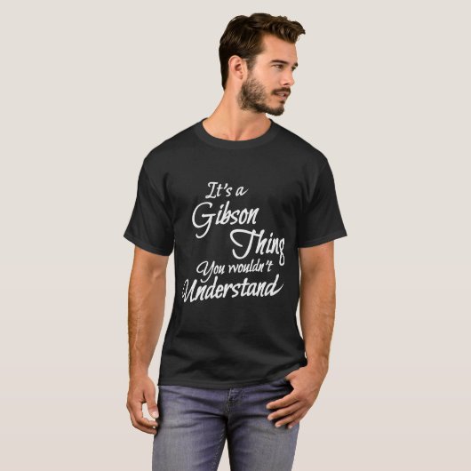 Het is een gibson ding t-shirt (Voorkant volledig)