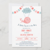 Het is een gierroze walvis die op de wolk vliegt. kaart (Voorkant)