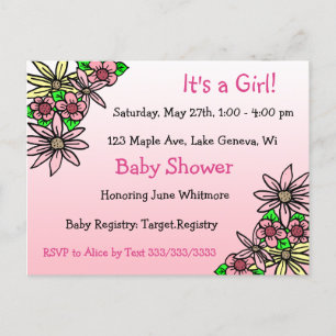 Het is een Gil, Pink Floral Whimsical Baby shower Briefkaart