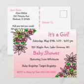 Het is een Gil, Pink Floral Whimsical Baby shower Briefkaart (Voorkant / Achterkant)