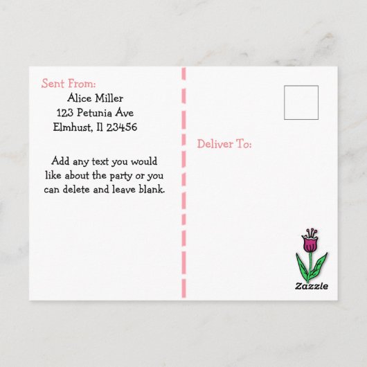 Het is een Gil, Pink Floral Whimsical Baby shower Briefkaart (Achterkant)