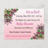 Het is een Gil, Pink Floral Whimsical Baby shower Briefkaart (Voorkant)