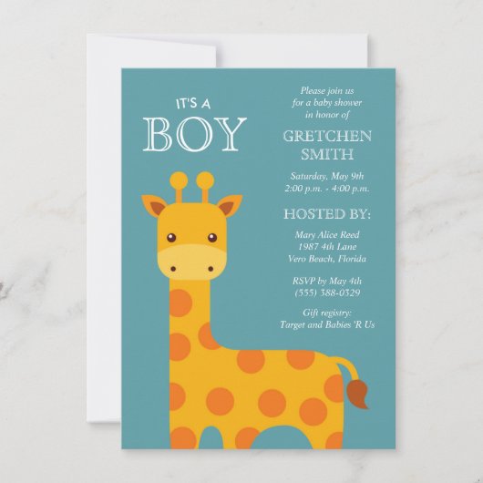 Het is een Giraffe Baby shower-uitnodiging voor ee Kaart (Voorkant)