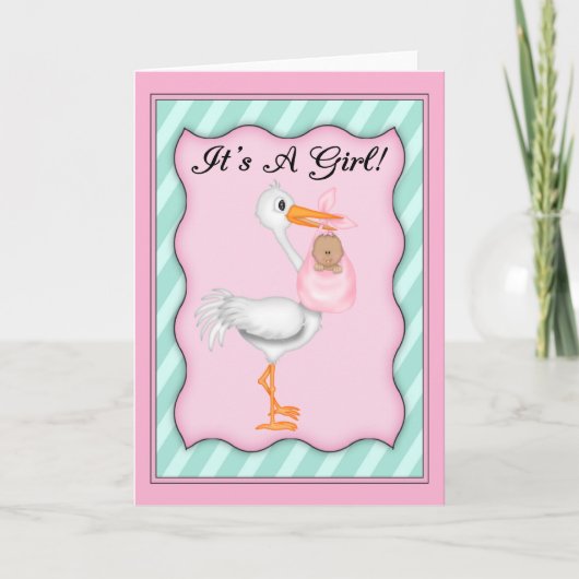 Het is een Girl African American Baby Aankondiging (Voorkant)