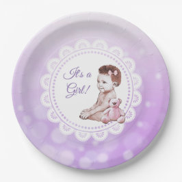 Het is een Girl African American Baby shower Papieren Bordje