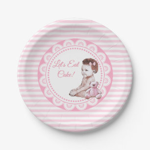 Het is een Girl African American Baby shower Papieren Bordje