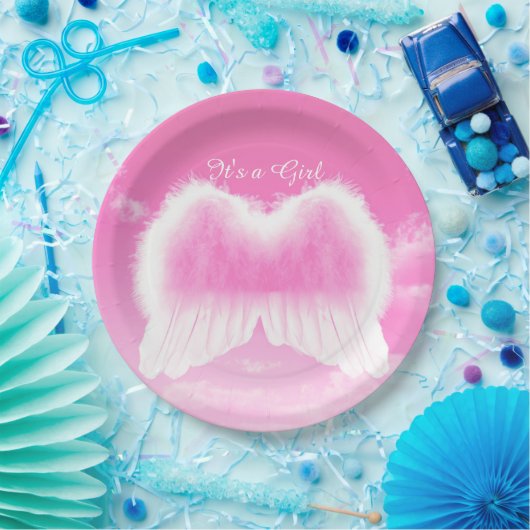 Het is een Girl Angel Wings Paper Bord 9" (Feest)