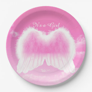 Het is een Girl Angel Wings Paper Bord 9"