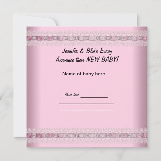 Het is een Girl Baby Anouncement Pink Pram Aankondiging (Achterkant)