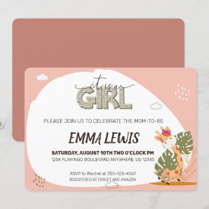 Het is een Girl Baby Giraffe, Baby shower Uitnodig Kaart