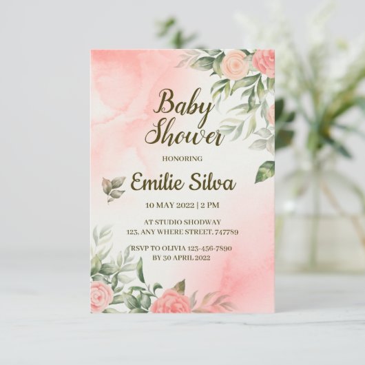 Het is een Girl Baby Girl Pink Baby shower Kaart (Staand voorkant)