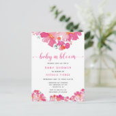 Het is een Girl Baby in Bloom Baby shower Pink Flo Briefkaart (Staand voorkant)