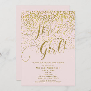 Het is een Girl Baby shower Blush Pink & Gold Conf Kaart