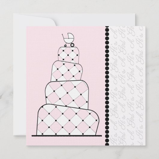 Het is een Girl Baby shower Cake Invitation Kaart (Achterkant)