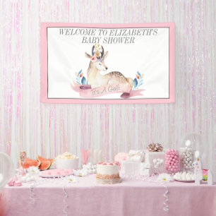 Het is een Girl Baby shower Cute Deer Banner