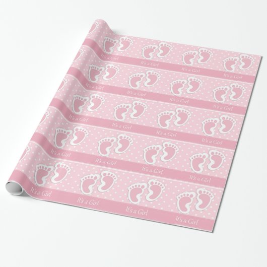 Het is een Girl Baby shower inpakpapier (Uitgerold)