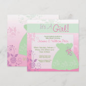 Het is een Girl Baby shower Invitation Pastel Dres Kaart (Voorkant / Achterkant)