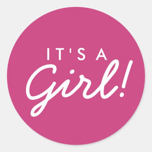 Het is een Girl Baby shower Sticker - Roze en wit (Voorkant)