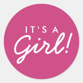Het is een Girl Baby shower Sticker - Roze en wit