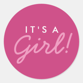 Het is een Girl Baby shower Sticker - Roze en wit