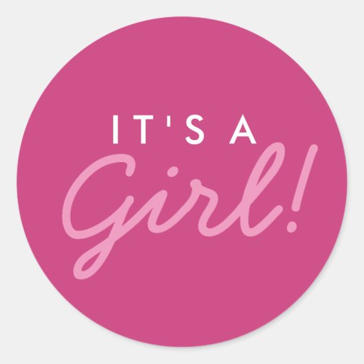 Het is een Girl Baby shower Sticker - Roze en wit (Voorkant)