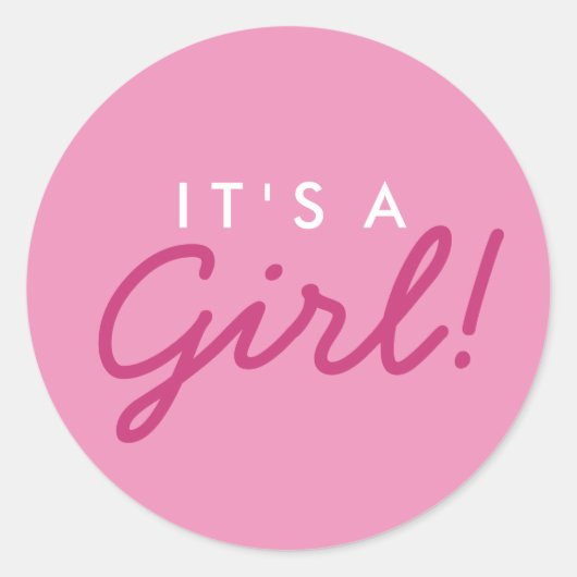 Het is een Girl Baby shower Sticker - Roze en wit (Voorkant)