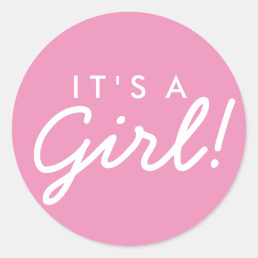 Het is een Girl Baby shower Sticker - Roze en wit (Voorkant)