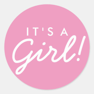 Het is een Girl Baby shower Sticker - Roze en wit