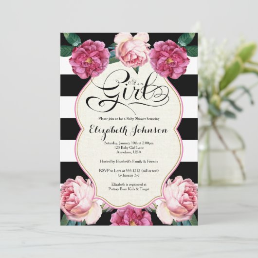 Het is een Girl Baby shower Uitnodiging (Staand voorkant)