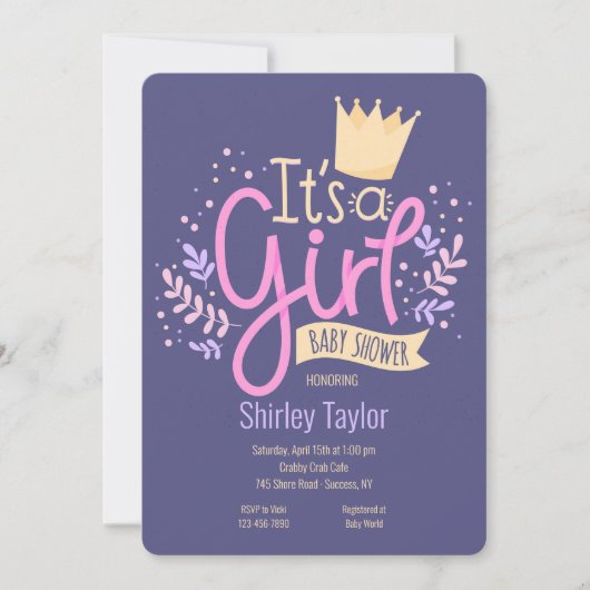 Het is een Girl Baby shower-uitnodiging Kaart (Voorkant)