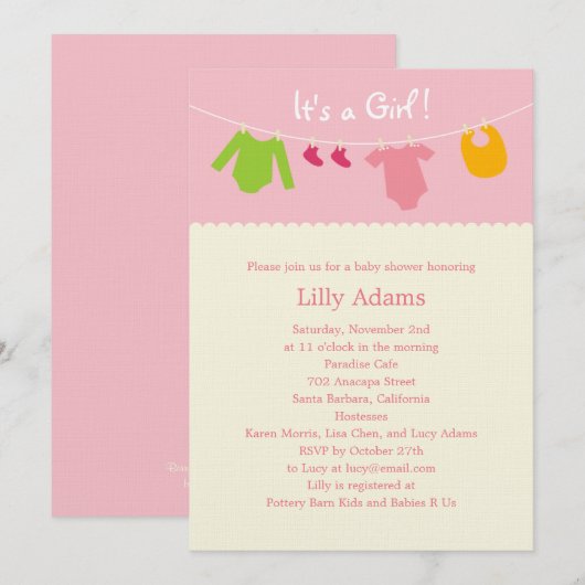 Het is een Girl Baby shower-uitnodiging Kaart (Voorkant / Achterkant)